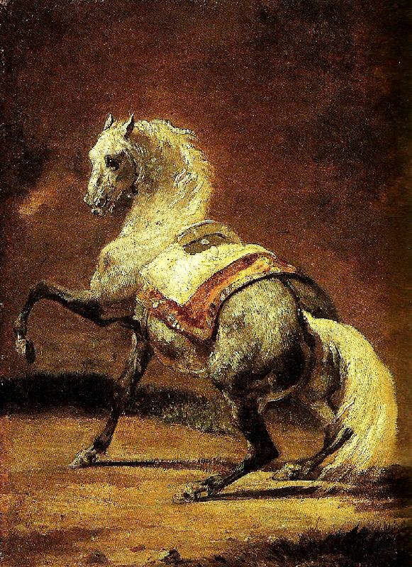 Theodore   Gericault cheval gris pommele oil painting picture